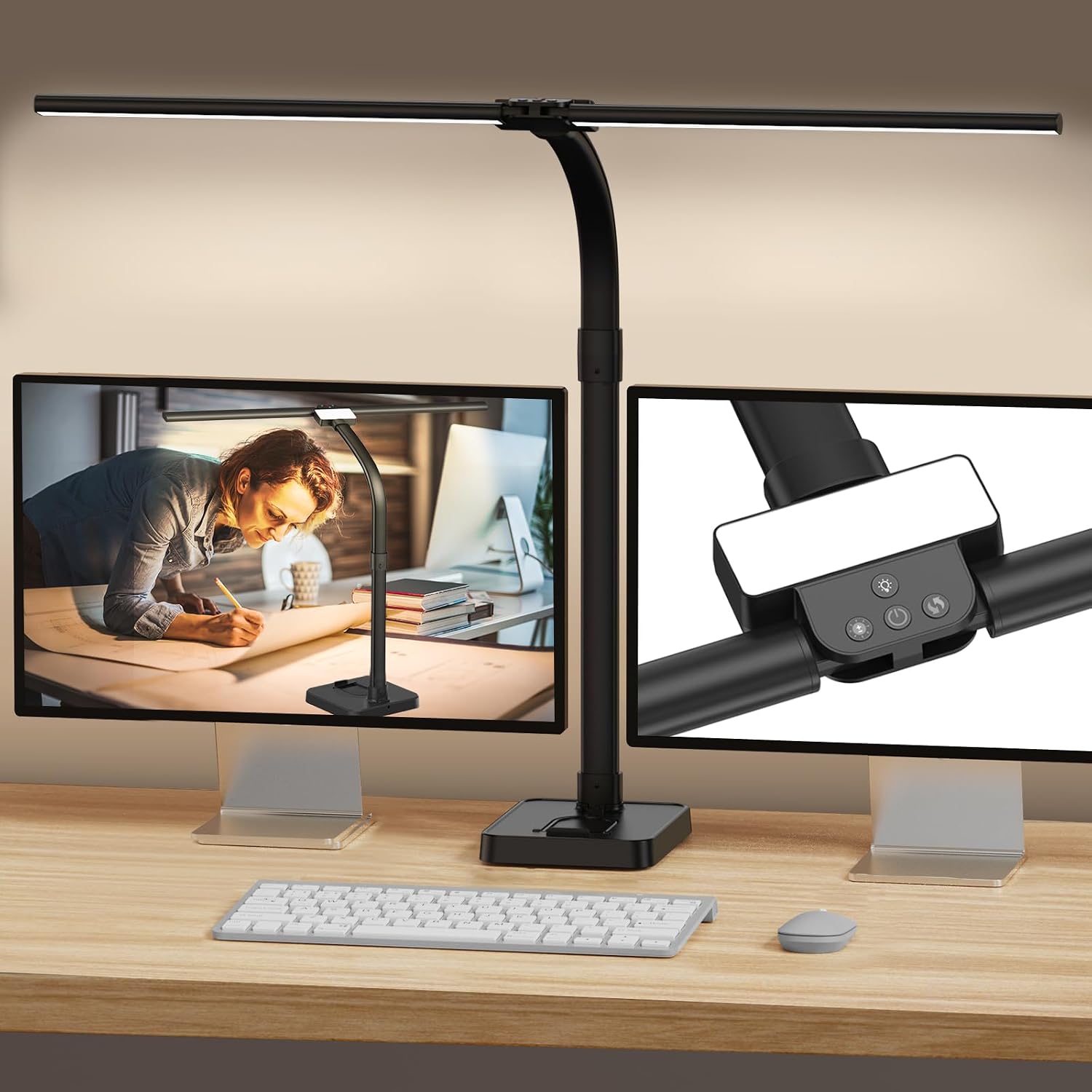 black dual monitor LED light bar