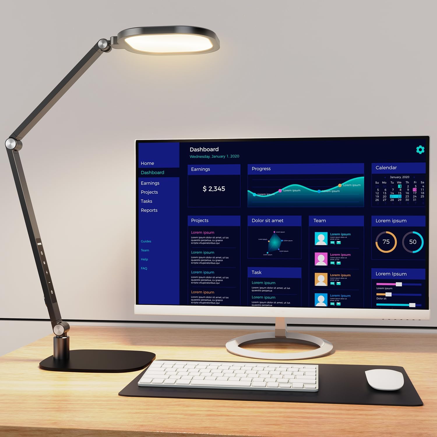 black flexible LED desk lamp