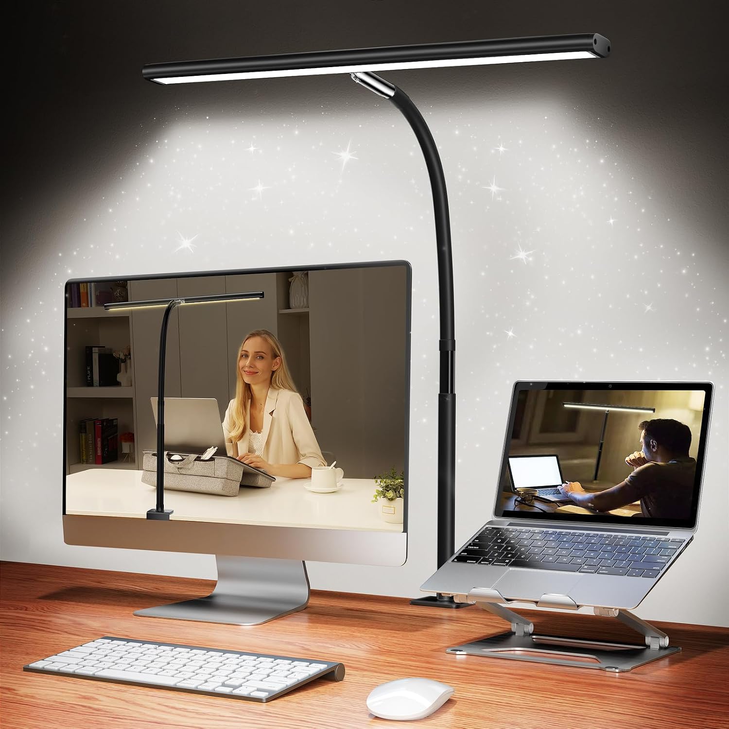 black LED clamp desk lamp
