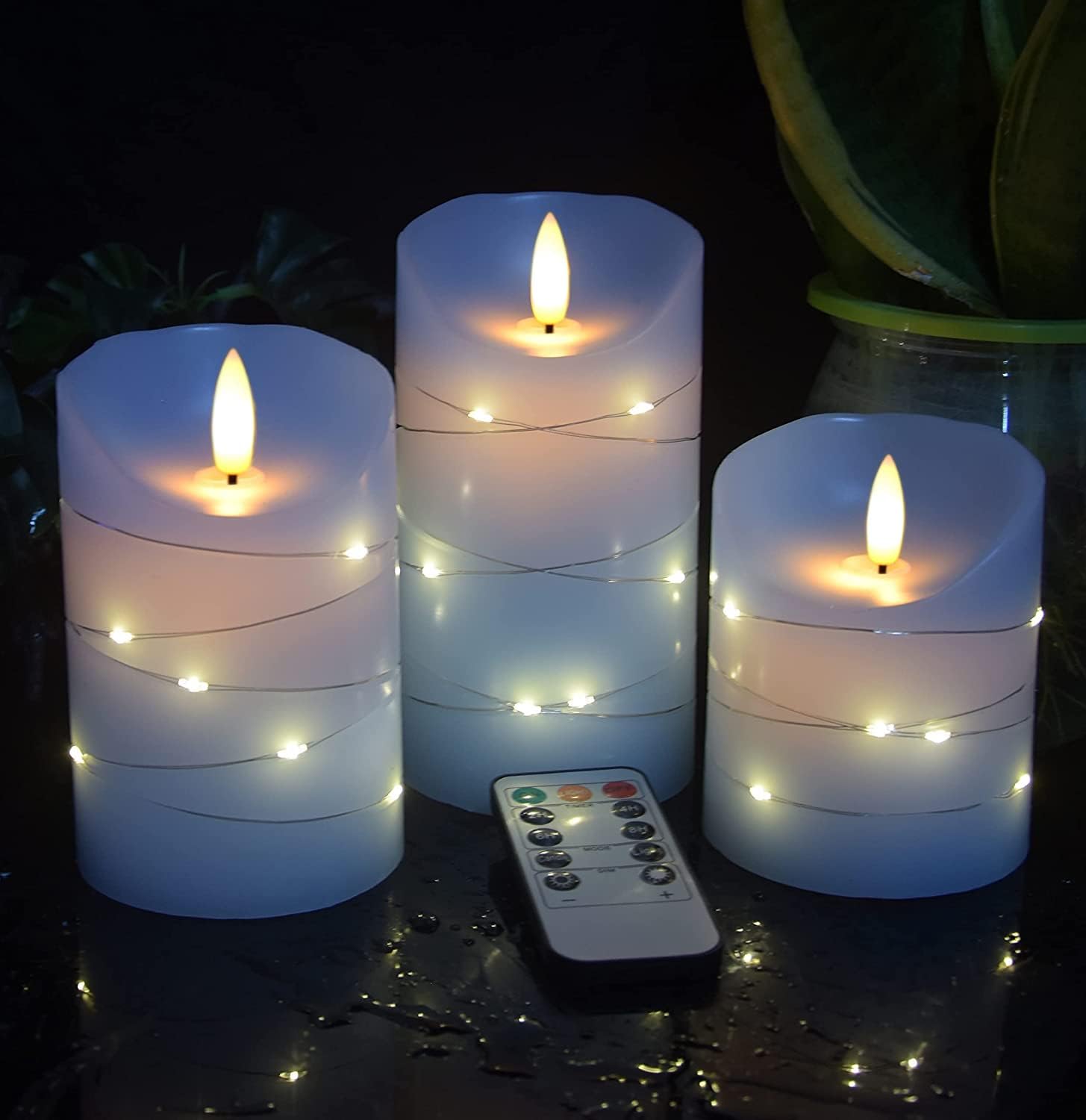 white fairy light LED candle set