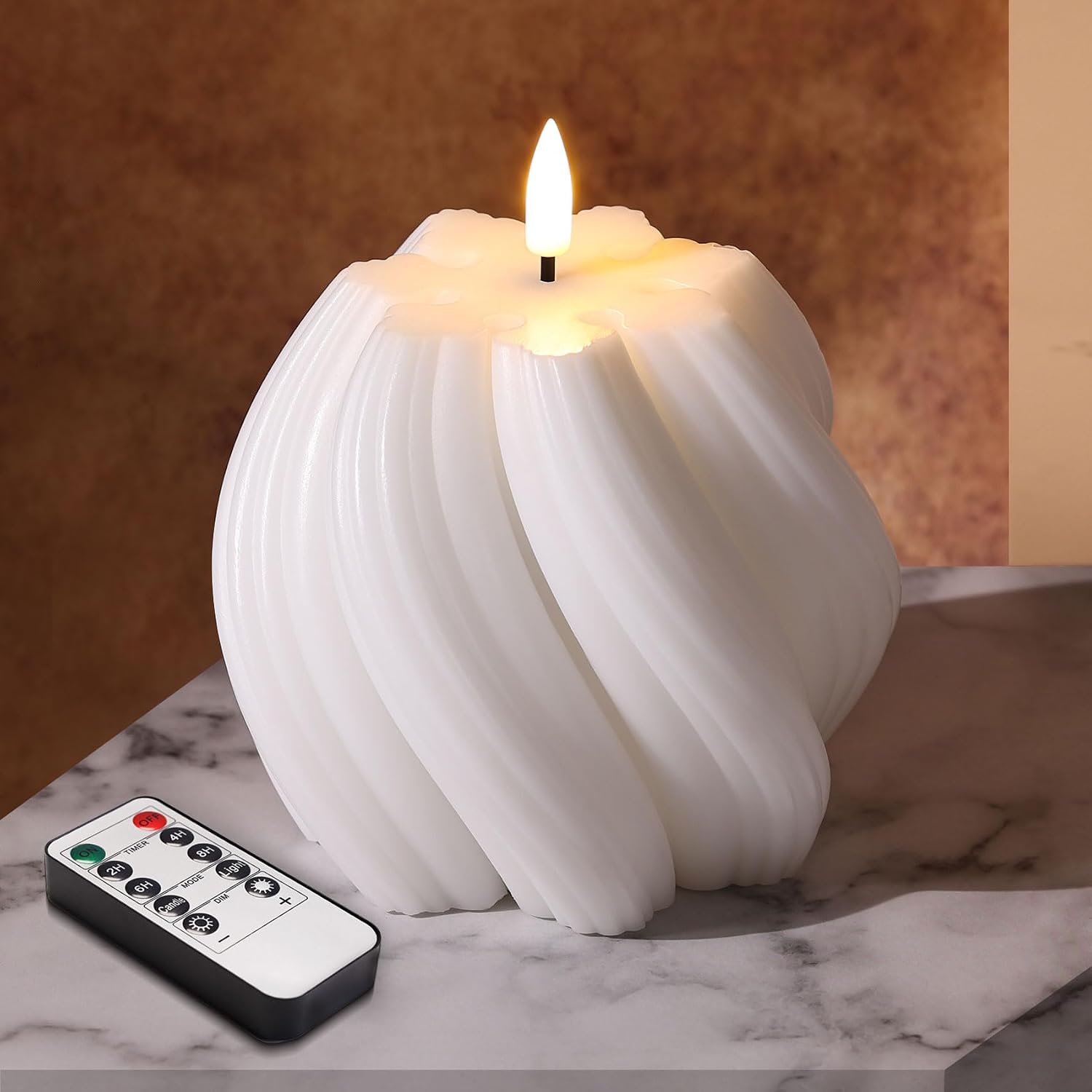 white swirl flameless LED candle